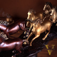 Exotic Brass Set of 7 Lucky Horses - Feng Shui and Vastu Compliant Showpiece