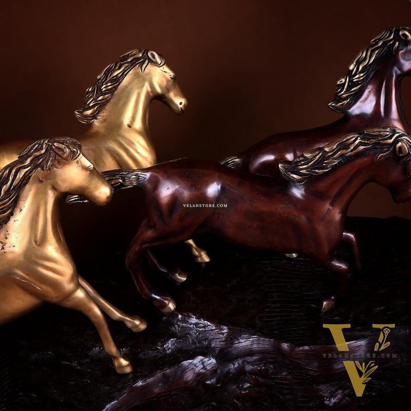Exotic Brass Set of 7 Lucky Horses - Feng Shui and Vastu Compliant Showpiece
