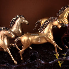 Exotic Brass Set of 7 Lucky Horses - Feng Shui and Vastu Compliant Showpiece