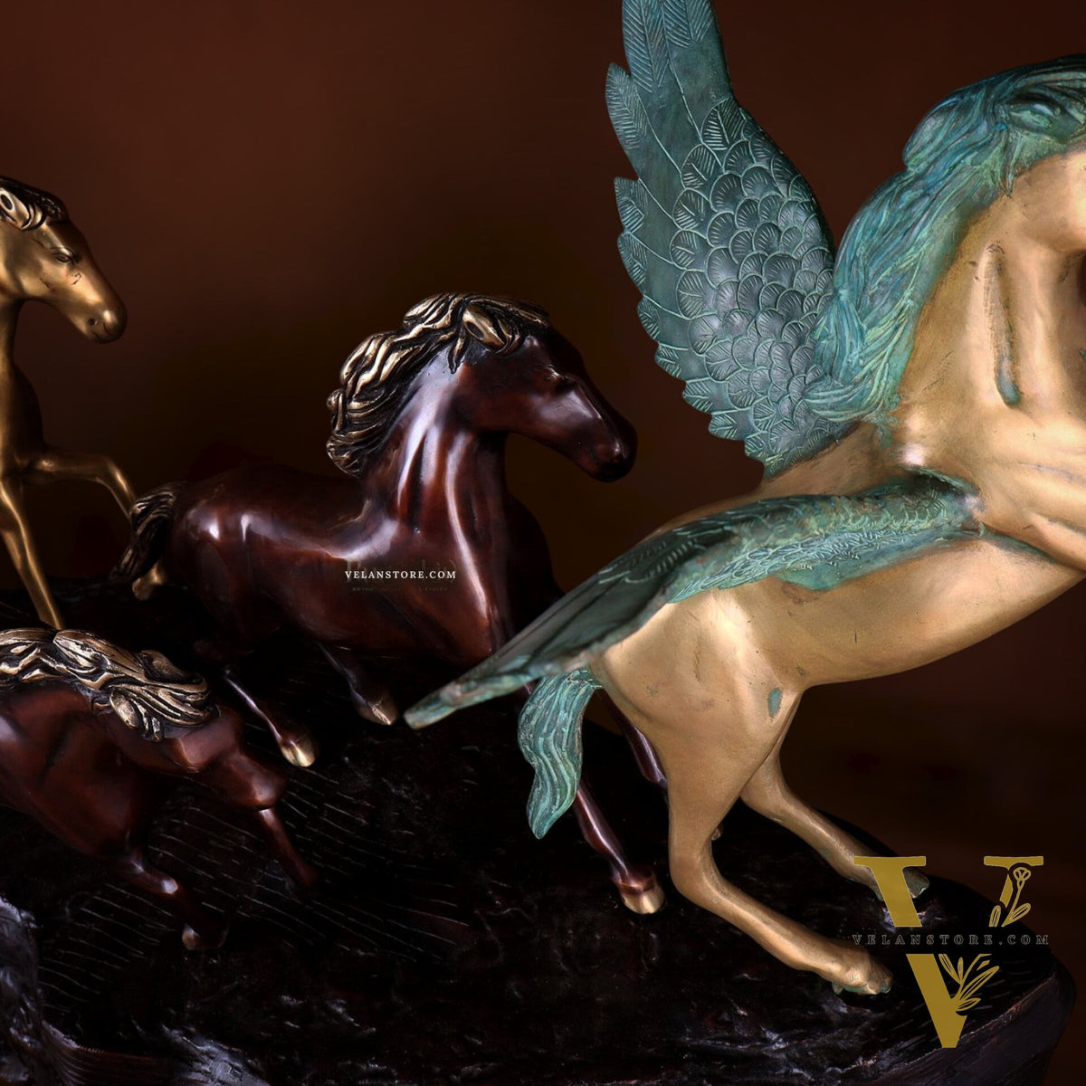 Exotic Brass Set of 7 Lucky Horses - Feng Shui and Vastu Compliant Showpiece