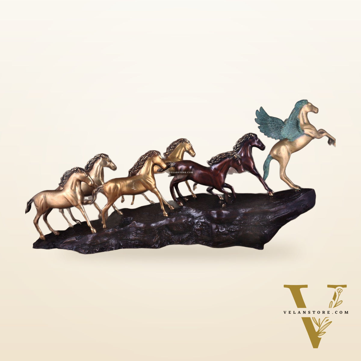 Exotic Brass Set of 7 Lucky Horses - Feng Shui and Vastu Compliant Showpiece