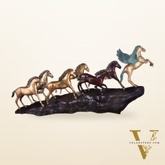 Exotic Brass Set of 7 Lucky Horses - Feng Shui and Vastu Compliant Showpiece