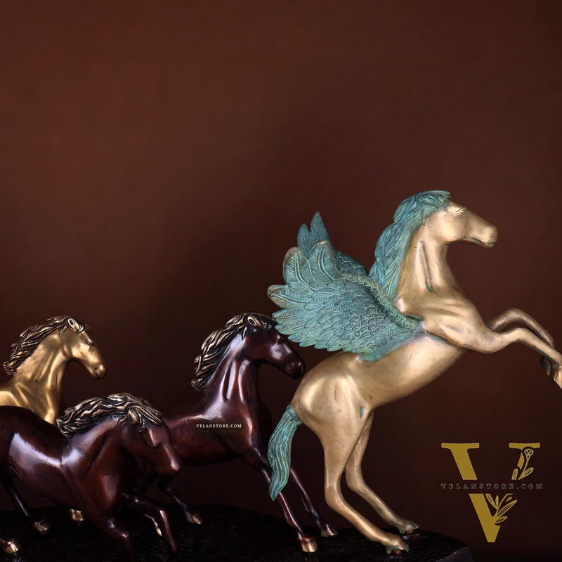 Exotic Brass Set of 7 Lucky Horses - Feng Shui and Vastu Compliant Showpiece