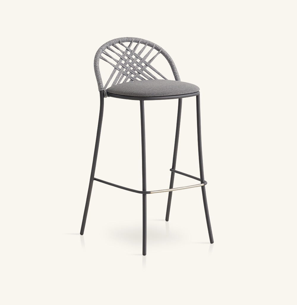 Olivie Outdoor Patio Bar Set 2 Chairs and 1 Table Set (Grey)  Braided & Rope