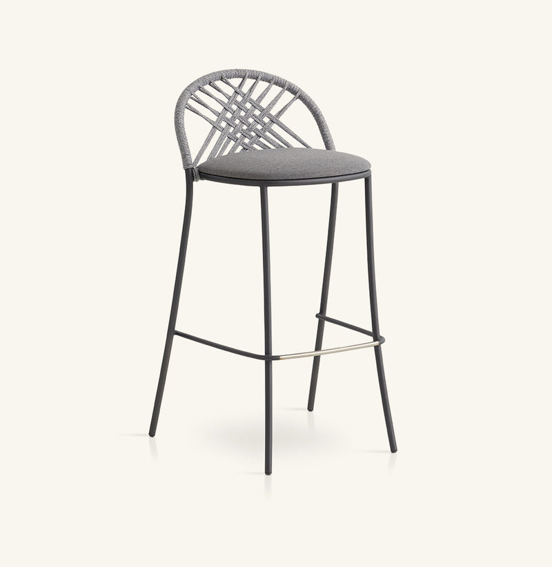 Olivie Outdoor Patio Bar Set 2 Chairs and 1 Table Set (Grey)  Braided & Rope