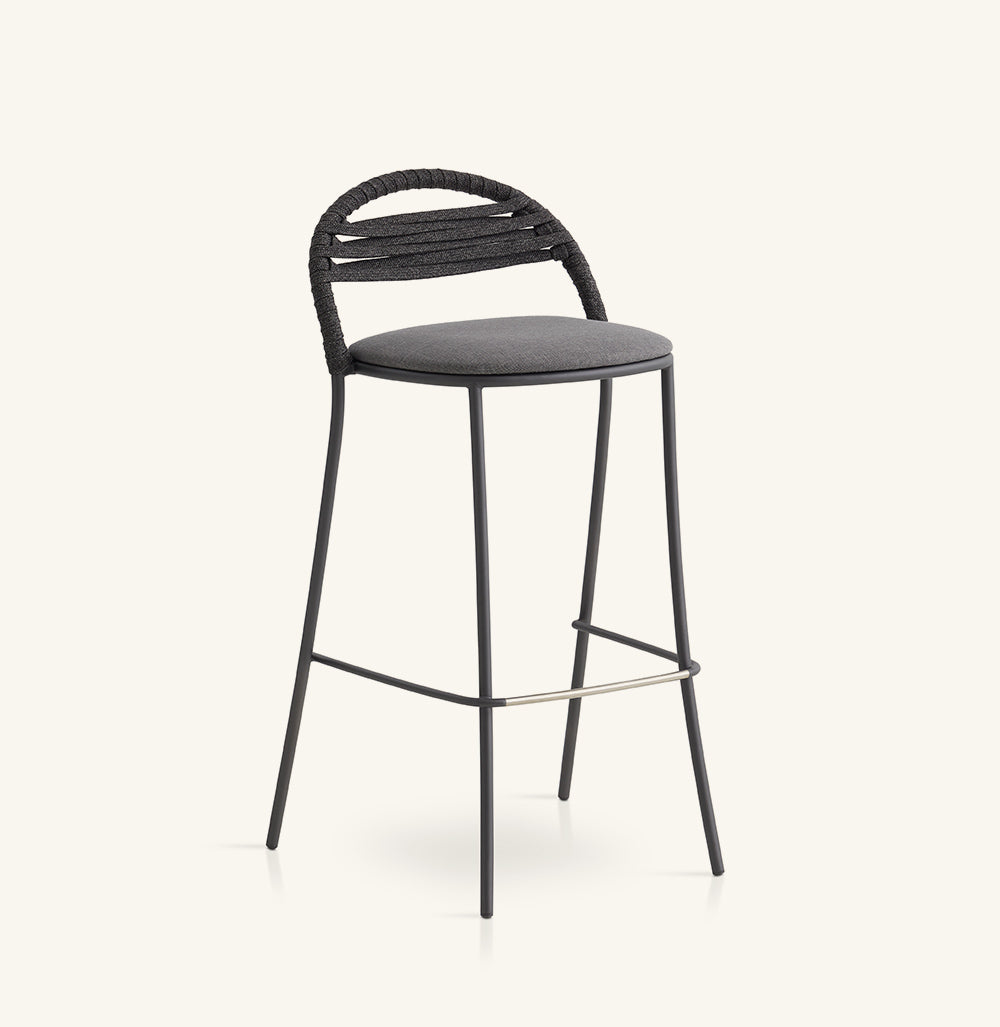 Marie Outdoor Patio Bar Set 2 Chairs and 1 Table Set (Dark Grey)  Braided & Rope