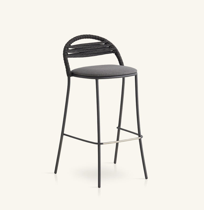 Marie Outdoor Patio Bar Set 2 Chairs and 1 Table Set (Dark Grey)  Braided & Rope