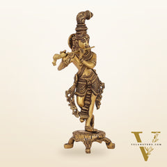 Exquisite 10-Inch Brass Krishna Idol