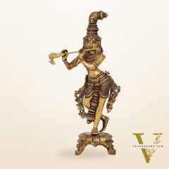 Exquisite 10-Inch Brass Krishna Idol