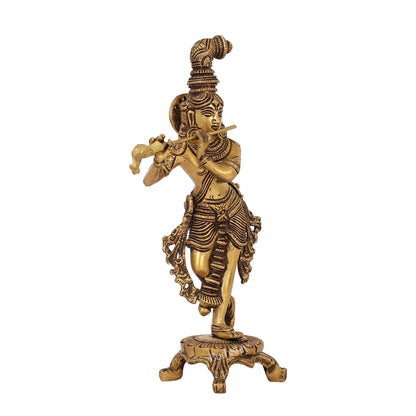 Exquisite 10-Inch Brass Krishna Idol