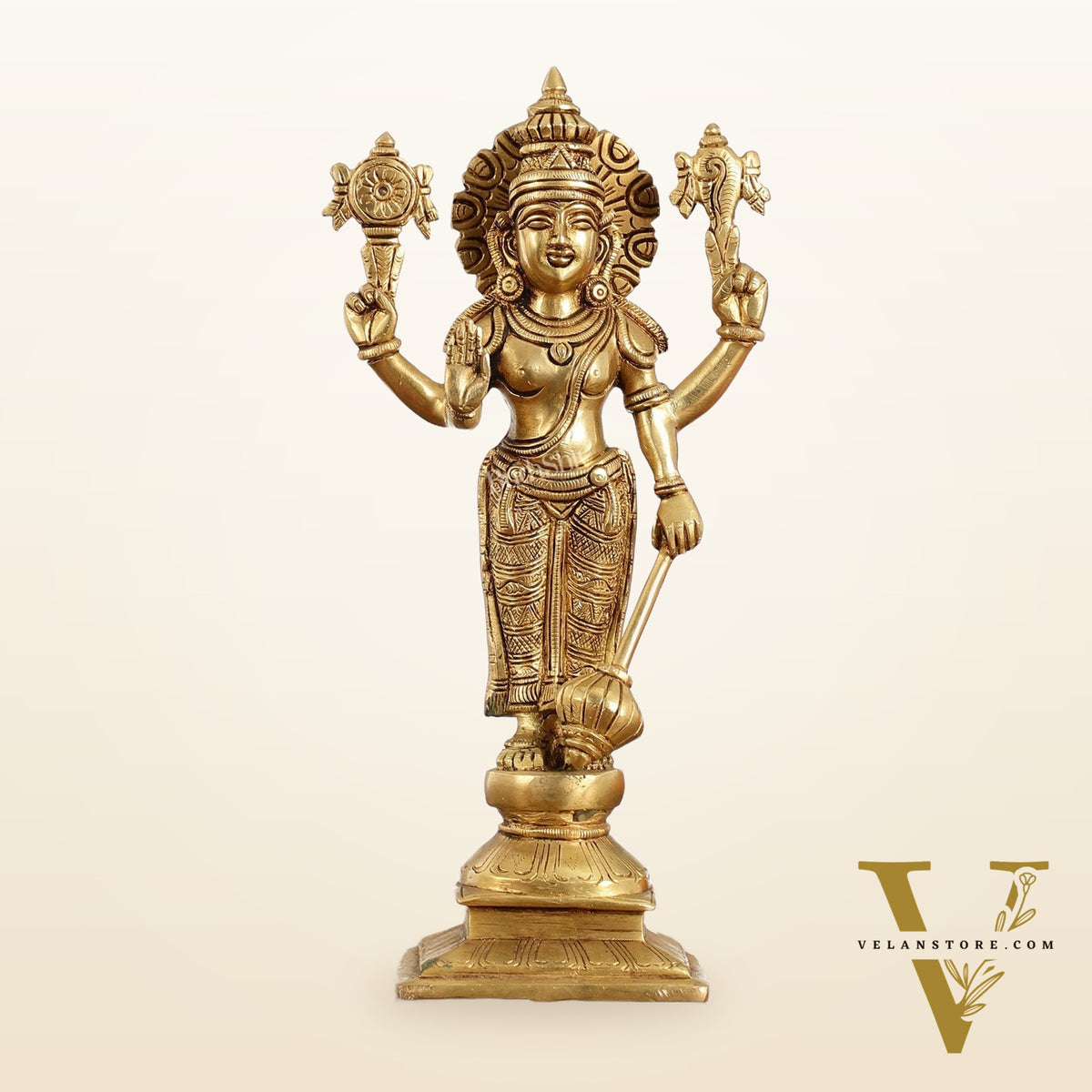 Exquisite 10 Inch Brass Lord Vishnu Statue