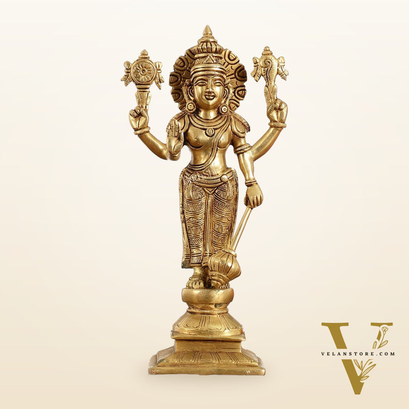 Exquisite 10 Inch Brass Lord Vishnu Statue