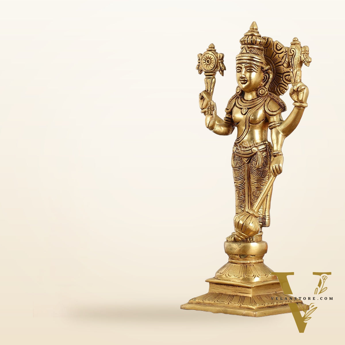 Exquisite 10 Inch Brass Lord Vishnu Statue