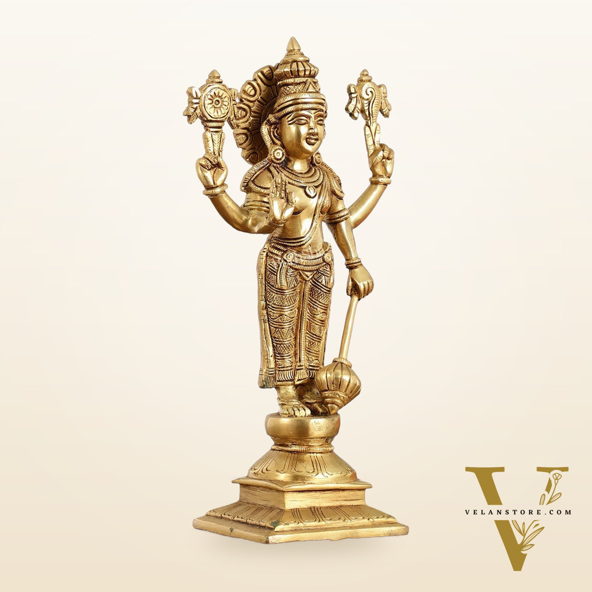 Exquisite 10 Inch Brass Lord Vishnu Statue