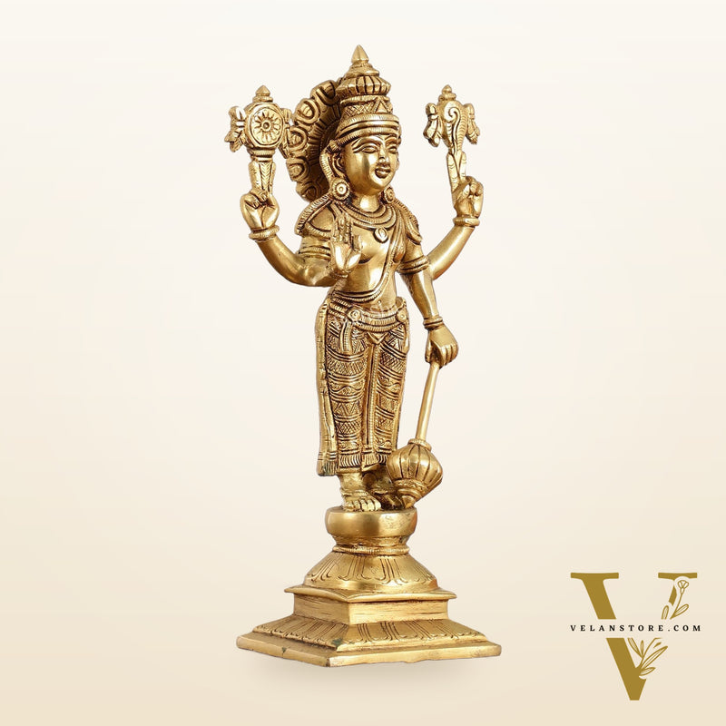 Exquisite 10 Inch Brass Lord Vishnu Statue
