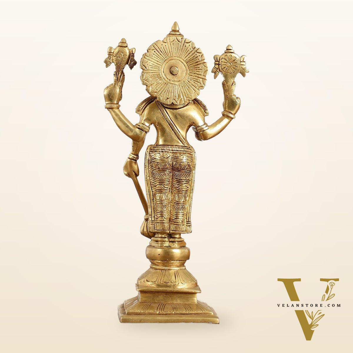 Exquisite 10 Inch Brass Lord Vishnu Statue
