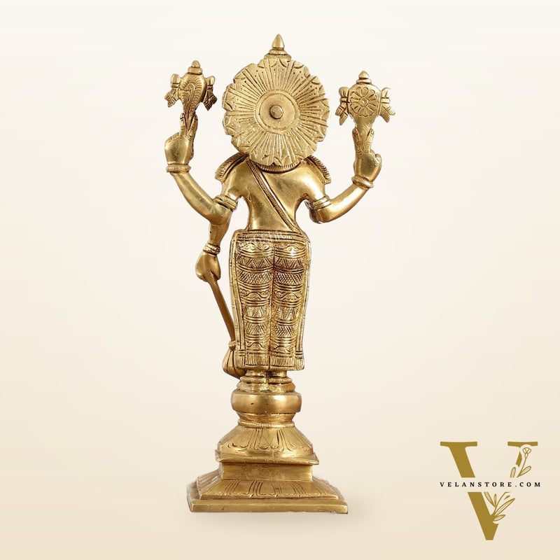 Exquisite 10 Inch Brass Lord Vishnu Statue