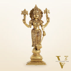 Exquisite 10 Inch Brass Lord Vishnu Statue
