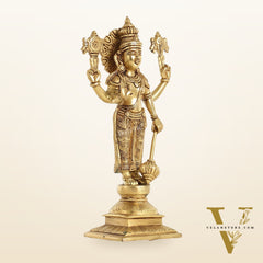Exquisite 10 Inch Brass Lord Vishnu Statue
