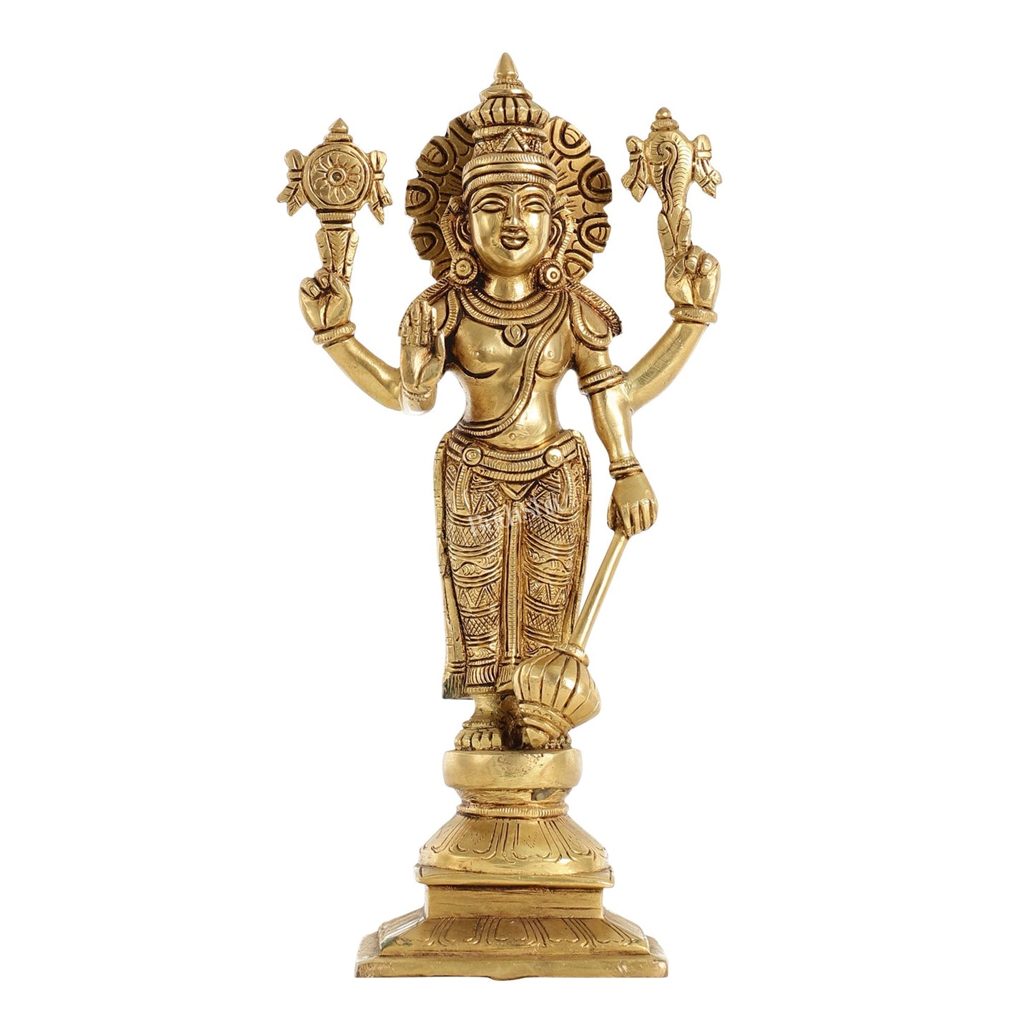 Exquisite 10 Inch Brass Lord Vishnu Statue