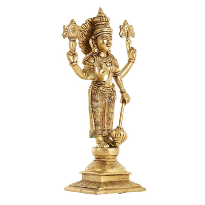 Exquisite 10 Inch Brass Lord Vishnu Statue