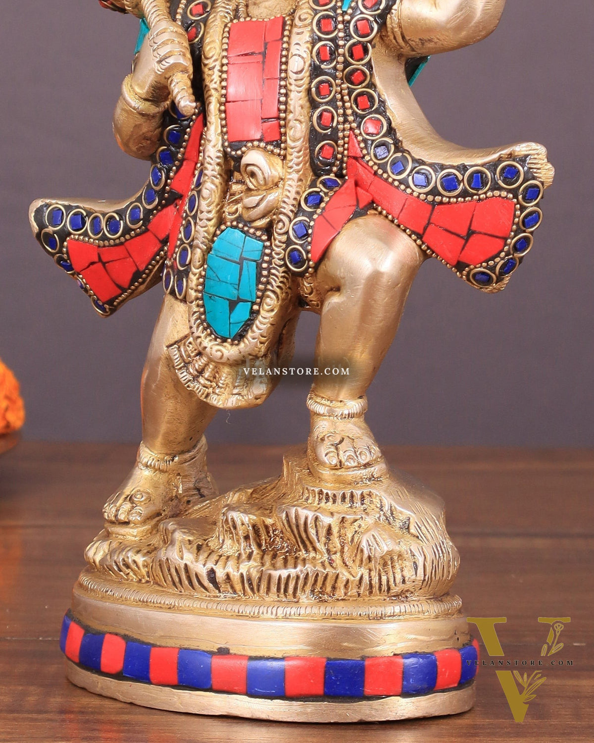 Exquisite 10-Inch Superfine Brass Idol of Lord Hanuman with Sanjeevani Mountain