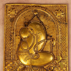 Exquisite 11.5-Inch Pure Brass Ganapati with Mooshak Wall Hanging