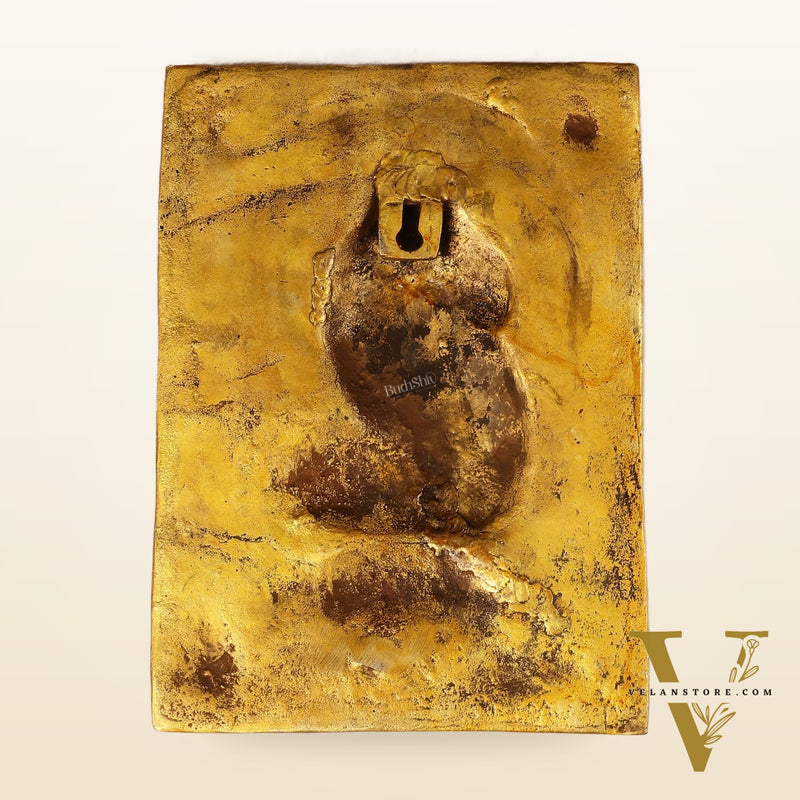 Exquisite 11.5-Inch Pure Brass Ganapati with Mooshak Wall Hanging