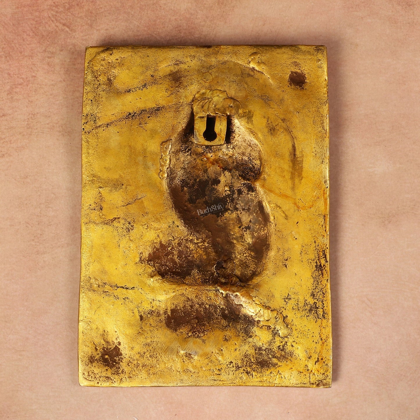 Exquisite 11.5-Inch Pure Brass Ganapati with Mooshak Wall Hanging