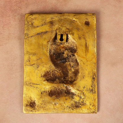 Exquisite 11.5-Inch Pure Brass Ganapati with Mooshak Wall Hanging