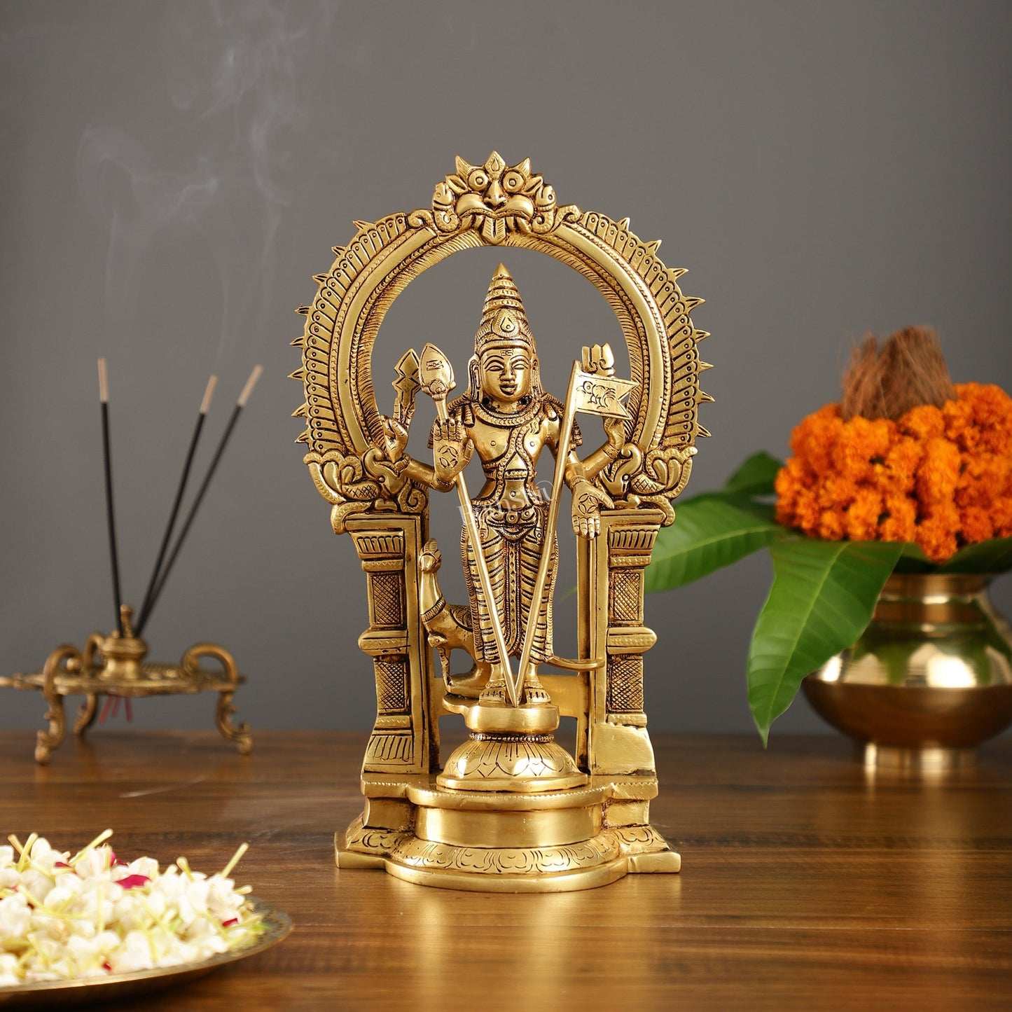 Divine Brass Kartikeya Lord Murugan Swamy Statue - 12.5" Inches