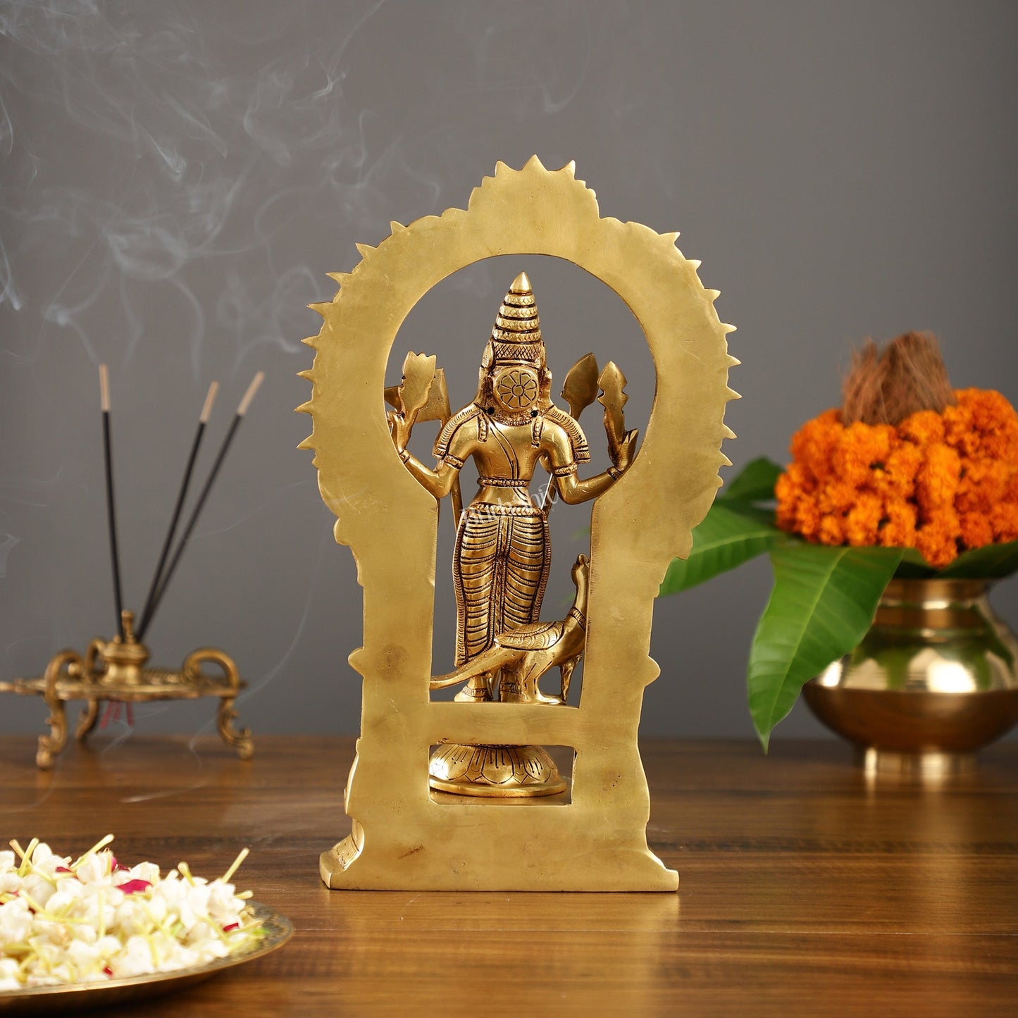 Divine Brass Kartikeya Lord Murugan Swamy Statue - 12.5" Inches