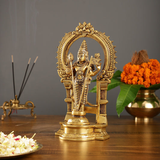 Divine Brass Kartikeya Lord Murugan Swamy Statue - 12.5" Inches