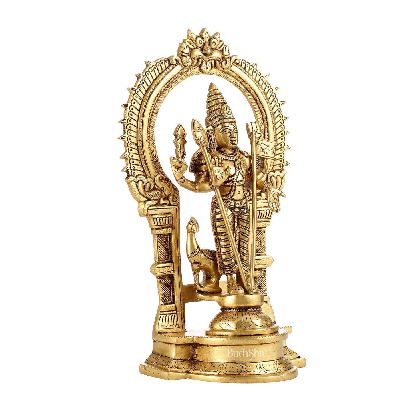 Divine Brass Kartikeya Lord Murugan Swamy Statue - 12.5" Inches