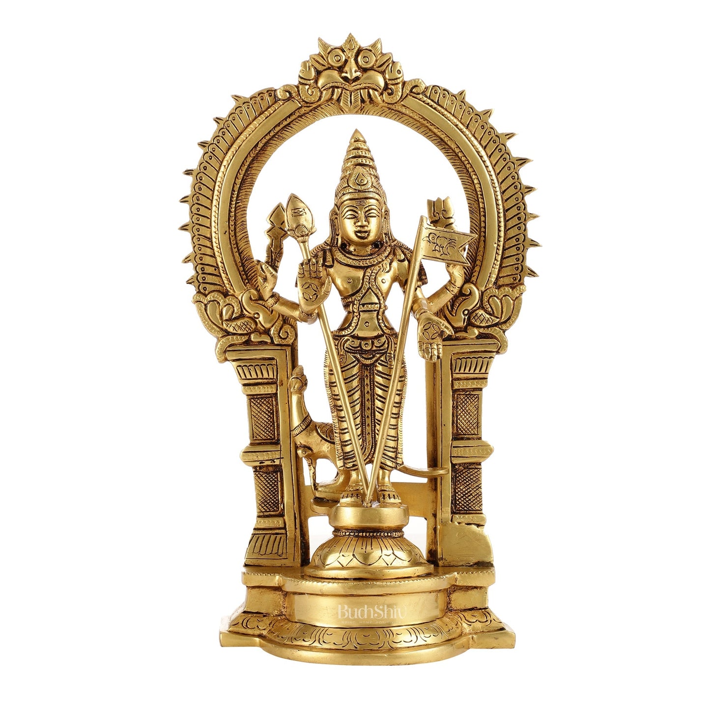 Divine Brass Kartikeya Lord Murugan Swamy Statue - 12.5" Inches