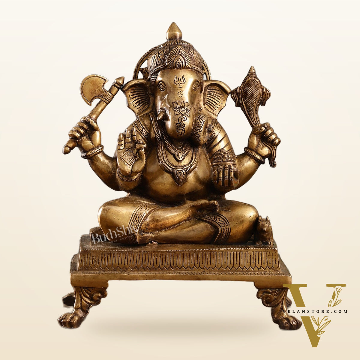 Exquisite 14-inch Brass Dagduseth Ganapati Statue