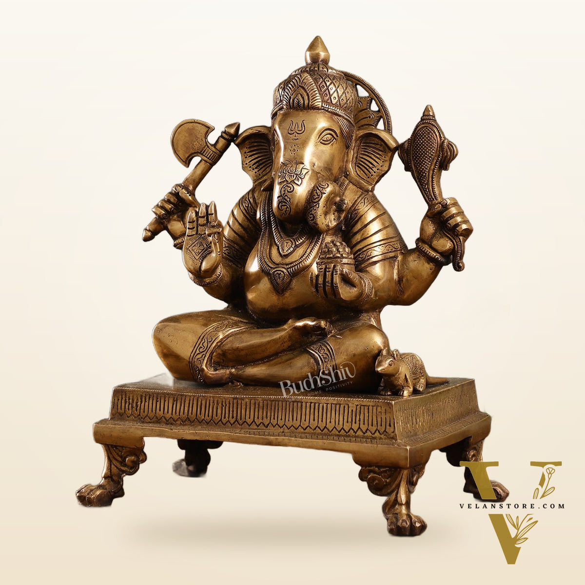 Exquisite 14-inch Brass Dagduseth Ganapati Statue