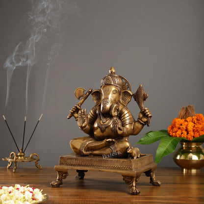 Exquisite 14-inch Brass Dagduseth Ganapati Statue