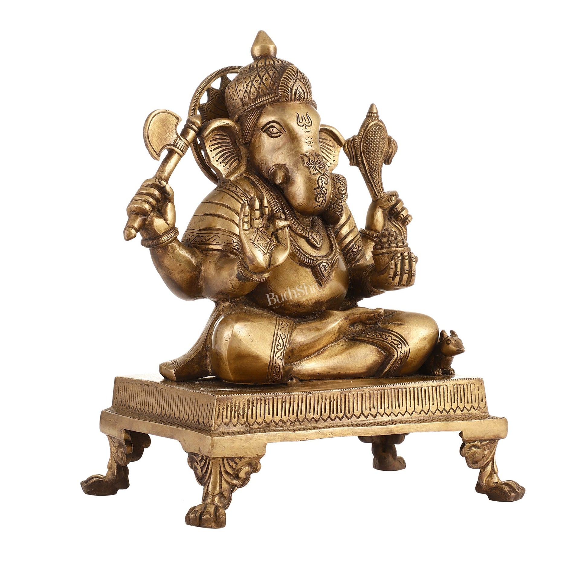 Exquisite 14-inch Brass Dagduseth Ganapati Statue