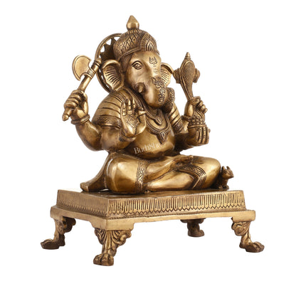 Exquisite 14-inch Brass Dagduseth Ganapati Statue