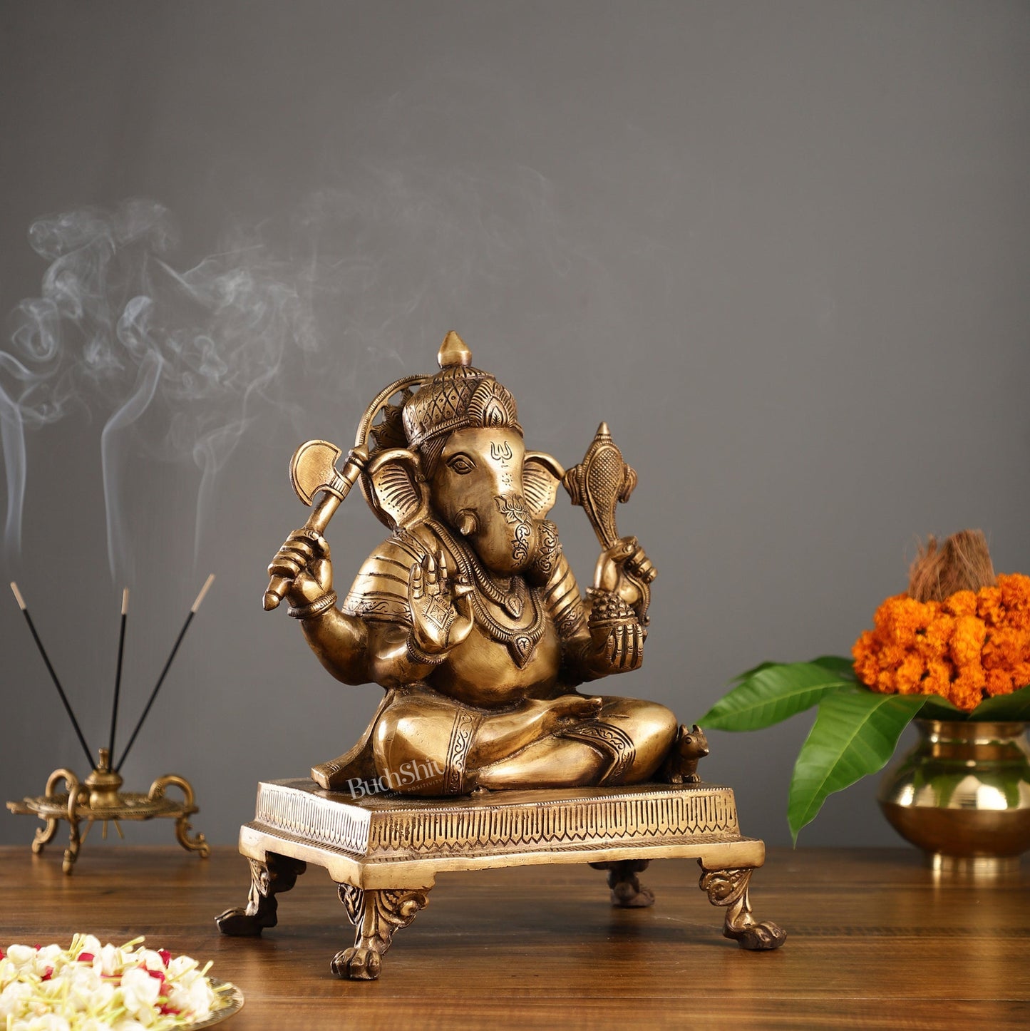 Exquisite 14-inch Brass Dagduseth Ganapati Statue