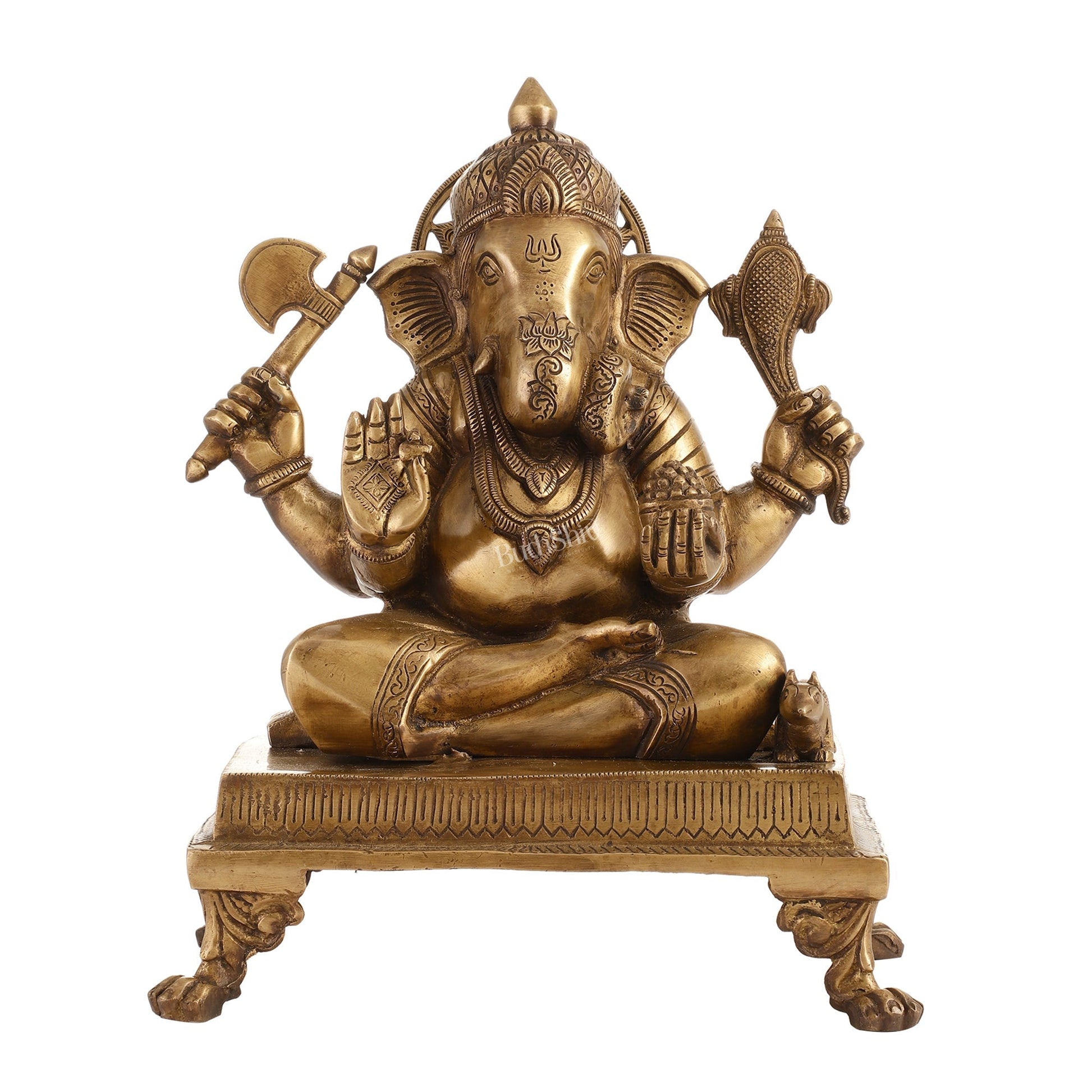 Exquisite 14-inch Brass Dagduseth Ganapati Statue
