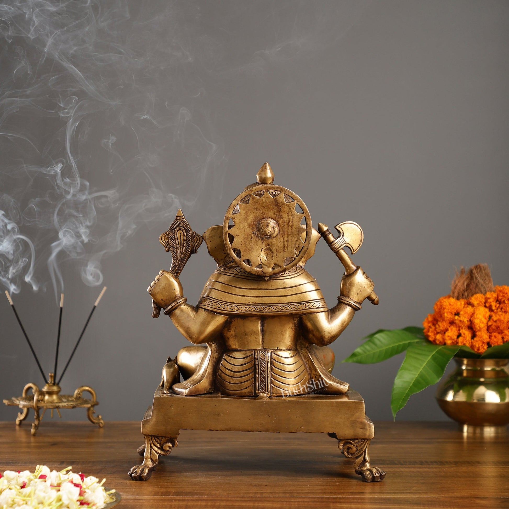 Exquisite 14-inch Brass Dagduseth Ganapati Statue