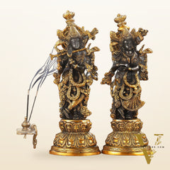 Exquisite 15-Inch Brass Radha Krishna black Idols