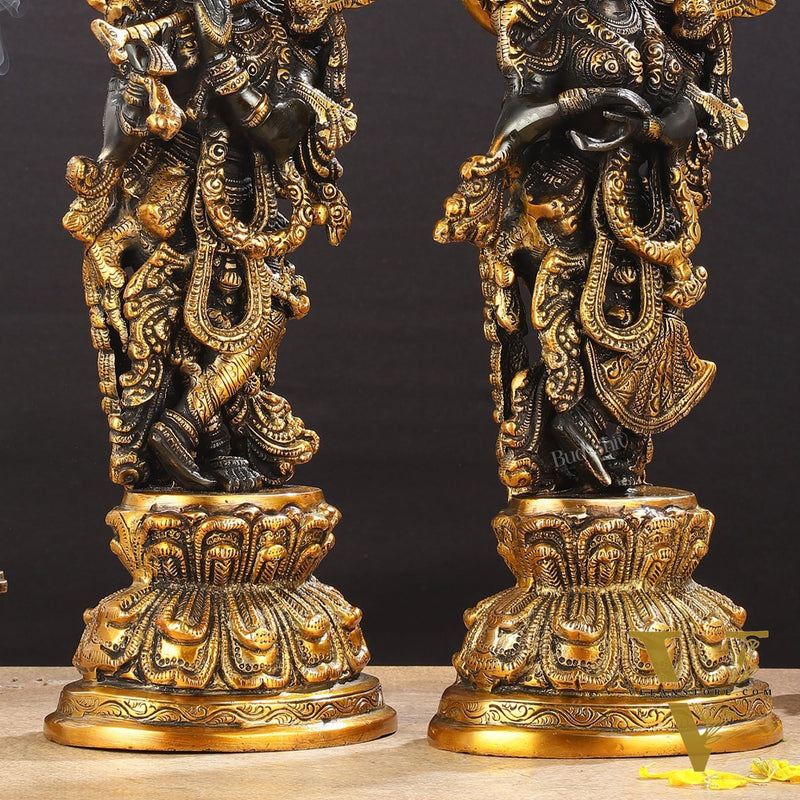 Exquisite 15-Inch Brass Radha Krishna black Idols