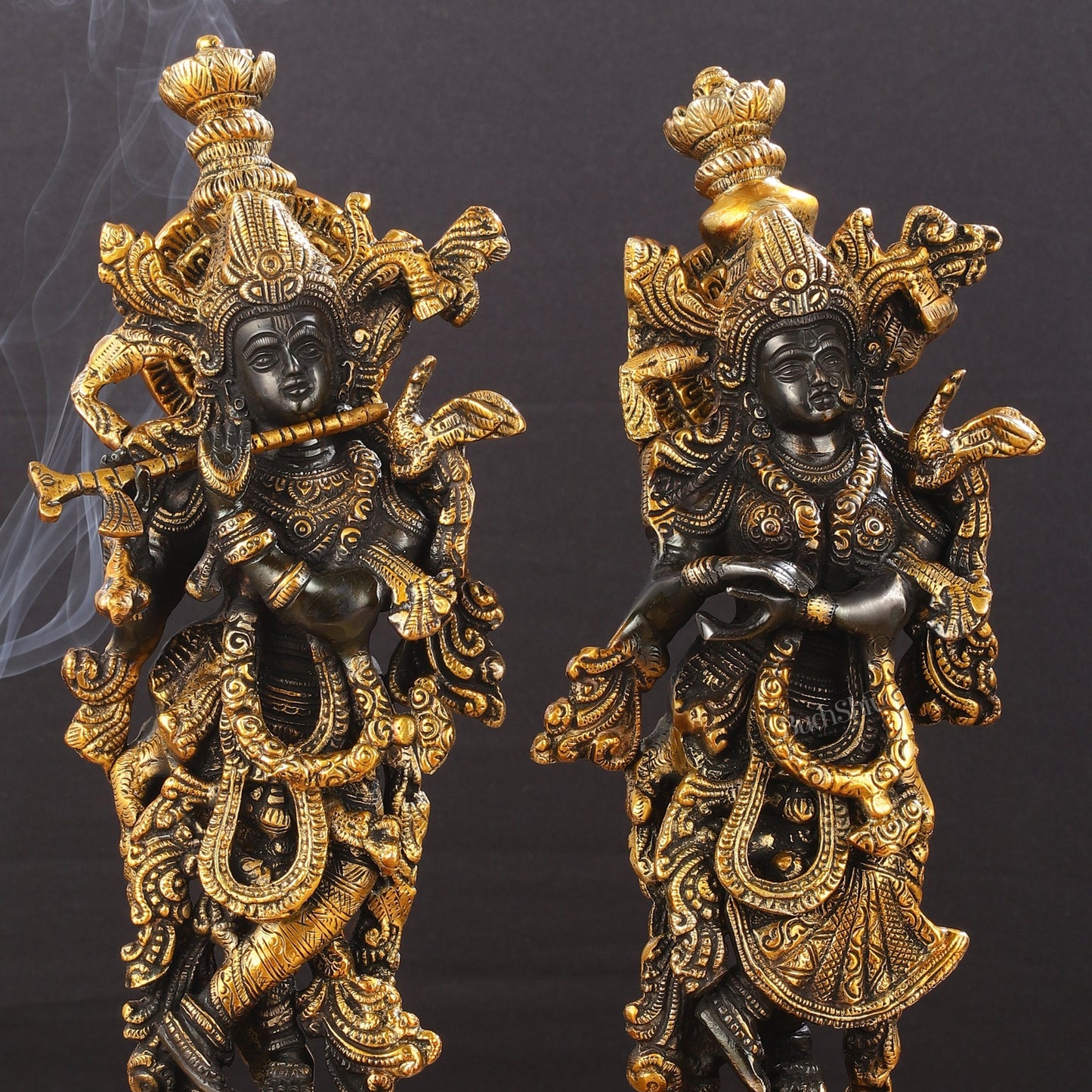 Exquisite 15-Inch Brass Radha Krishna black Idols