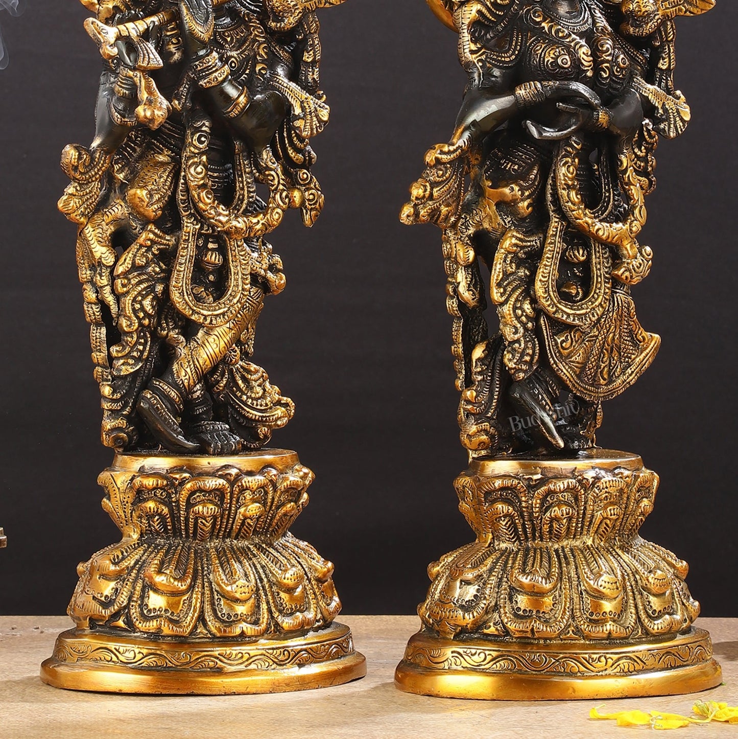 Exquisite 15-Inch Brass Radha Krishna black Idols