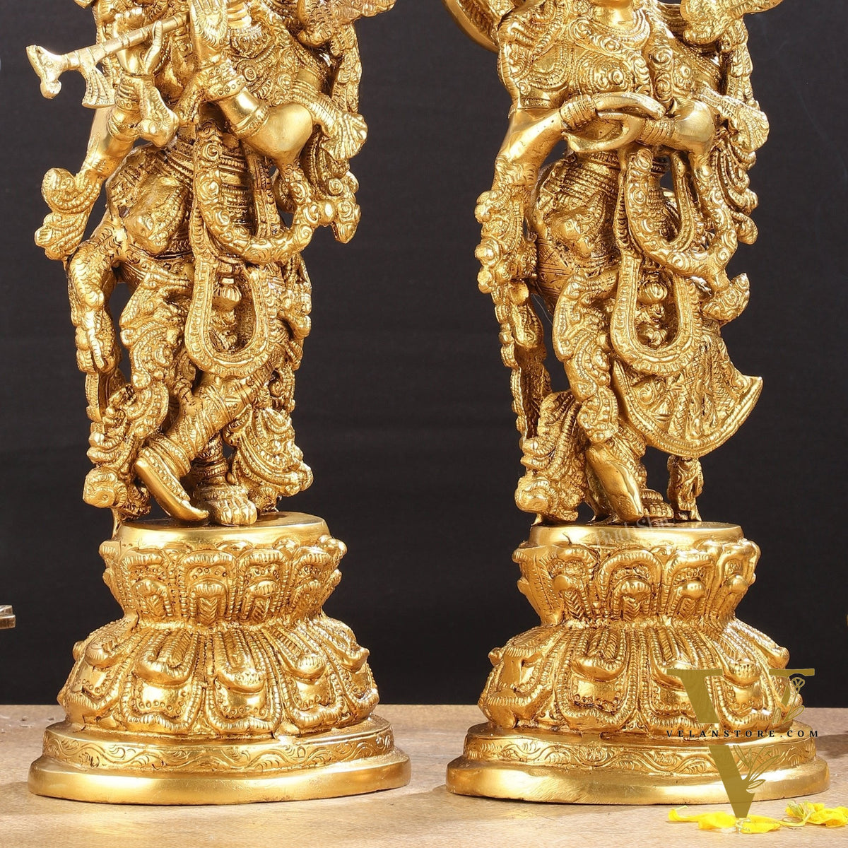 Exquisite 15-Inch Brass Radha Krishna Idols