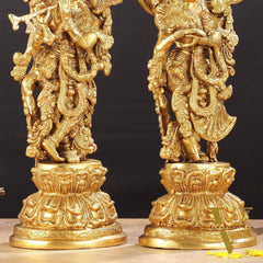 Exquisite 15-Inch Brass Radha Krishna Idols