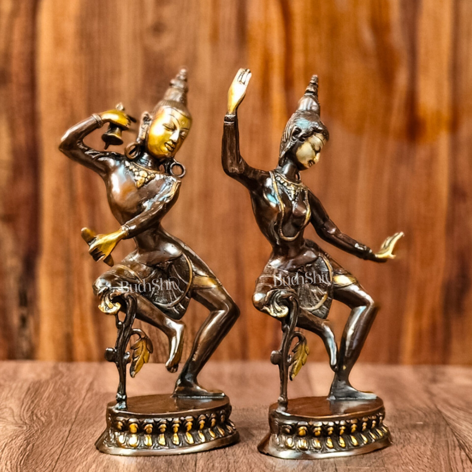 Exquisite 15-Inch Nepalese Brass Lord Shiva and Parvati Dancing Idols